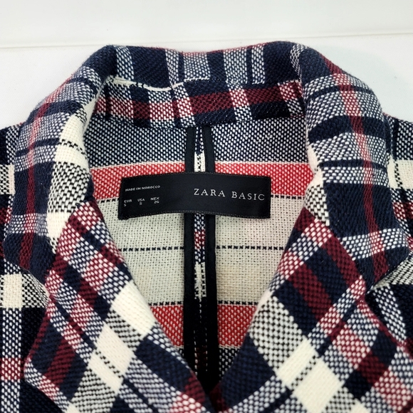 Zara double breasted plaid Cotton blend Blazer size Small - Picture 6 of 13
